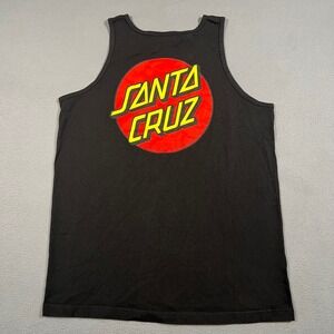 Santa Cruz Tank Top Shirt‎ Mens Medium Black Red Dot Graphic Skater Surf